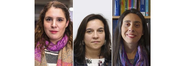 Fotografía de tres docentes del Campus Villarrica